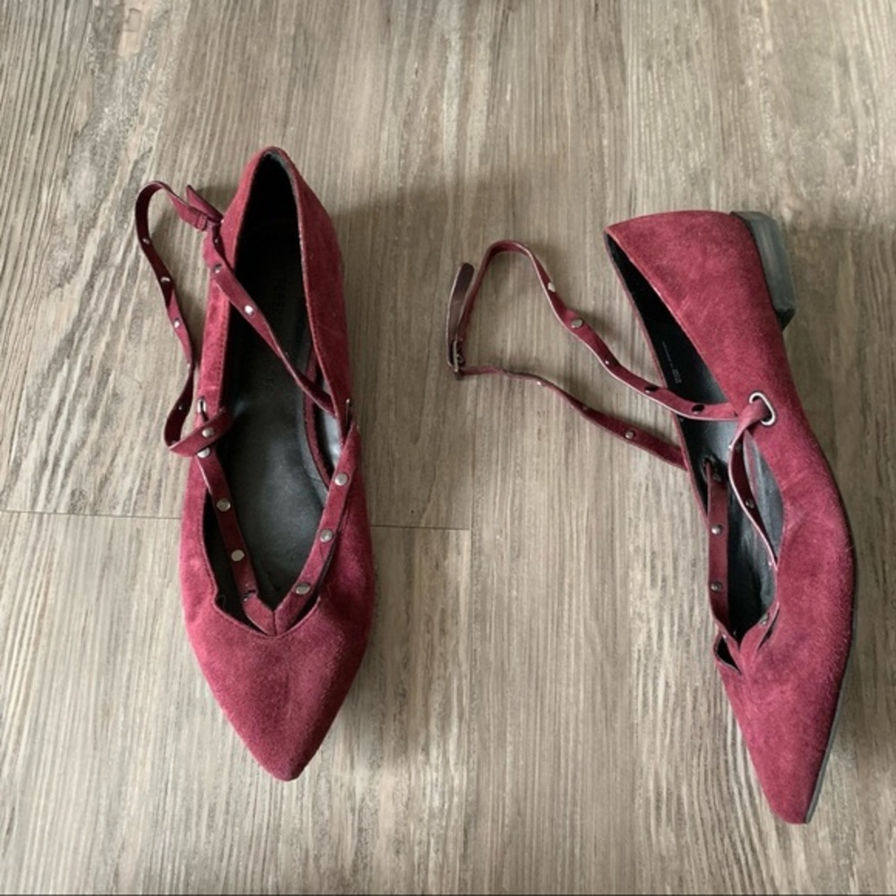 Rebecca Minkoff Strappy Pointed‎ Flats Burgundy Size 8.5